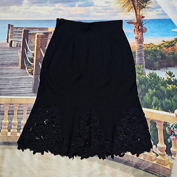 Rebecca Taylor Black Lace Embroidery Skirt Size 2 - Picture 7 of 7